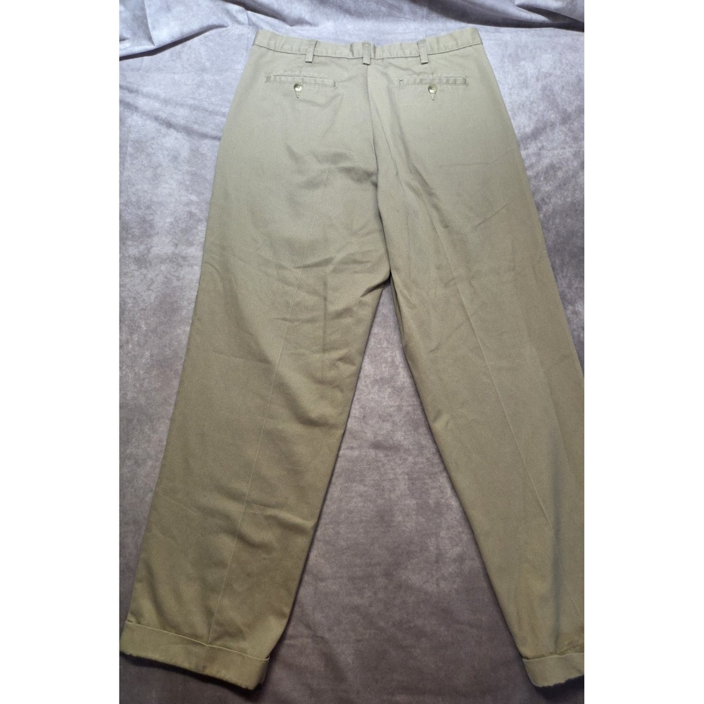Arrow Pants Mens 36x34 Khaki Pleated Cuffed 100% Cotton Classic Career Preppy - Picture 8 of 9